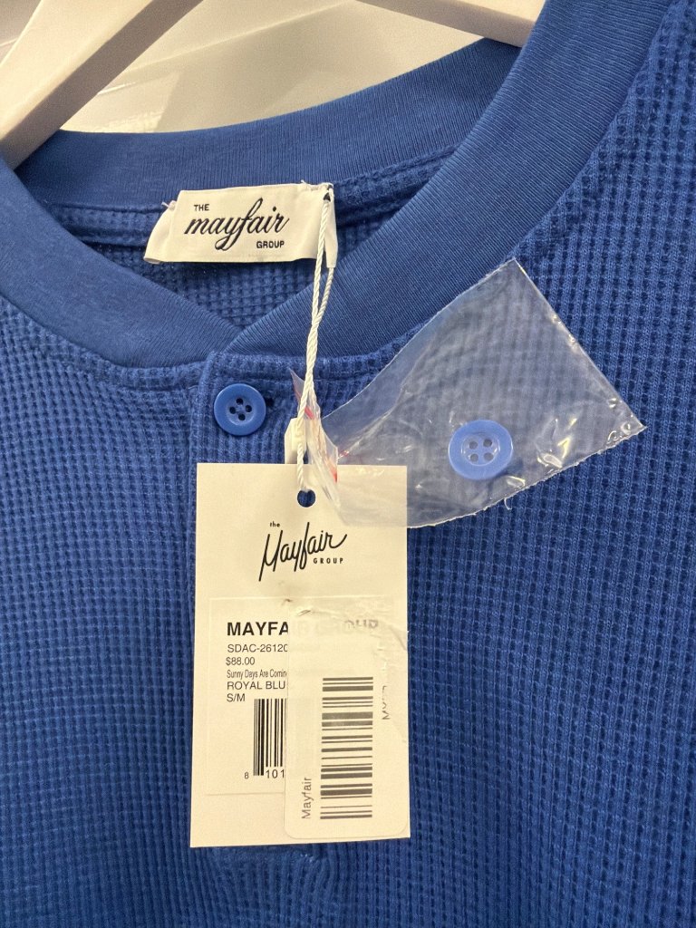 The Mayfair Group Sunny Days Are Coming Henley Sweatshirt Blue Size Small/Medium — image 8 of 8